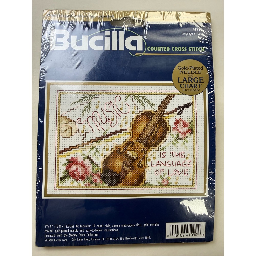 Bucilla Counted Cross Stitch Language of Love Vintage Flowers Violin